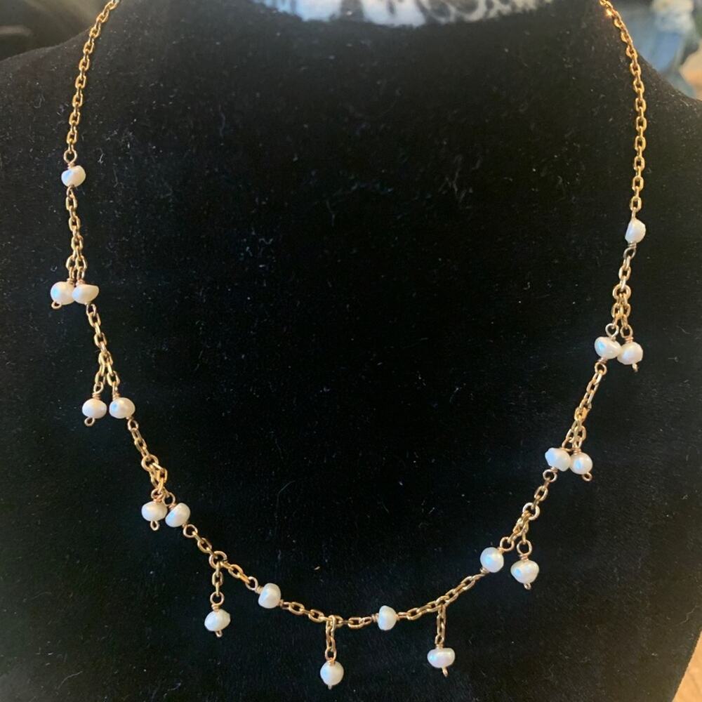 NEW GENUINE FRESHWATER PEARL DELICATE DANGLE NECKLACE